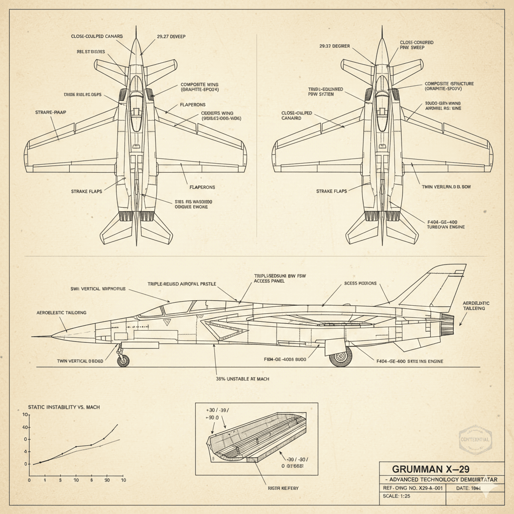 Grumman X-29 Technical Drawing