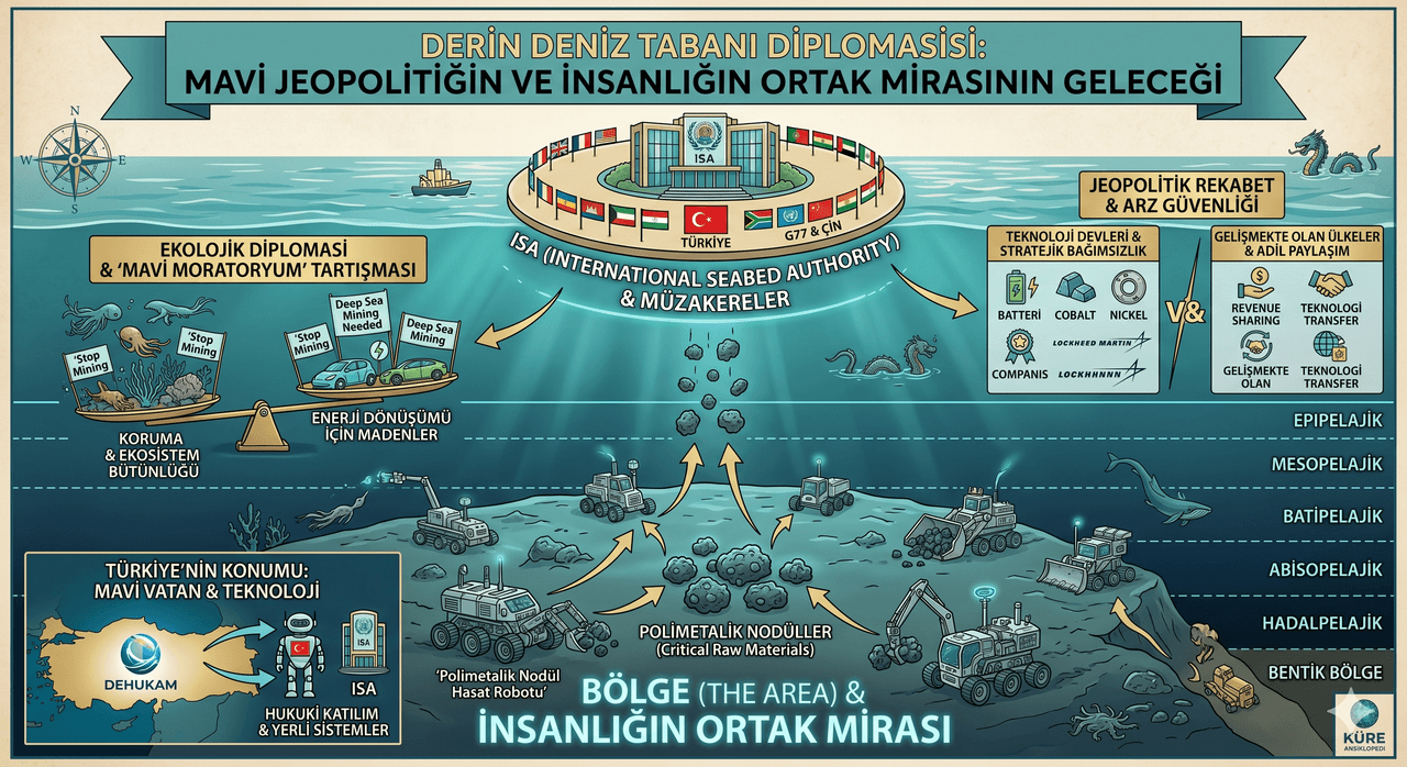 Yapay zeka tarafından oluşturulmuş olan Derin Deniz Tabanı Diplomasisi örneği.