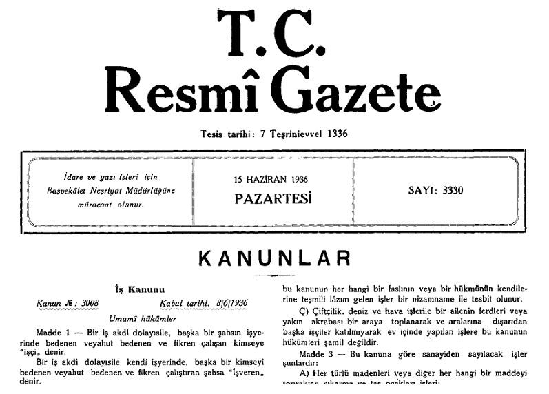 3008 Sayılı İş Kanunu