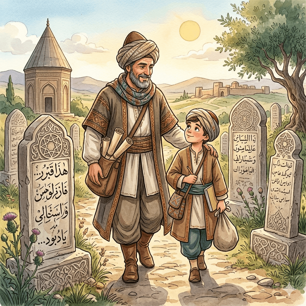 Gravestones from the Old Anatolian Turkish period bearing Ottoman Turkish script (Image generated by artificial intelligence).