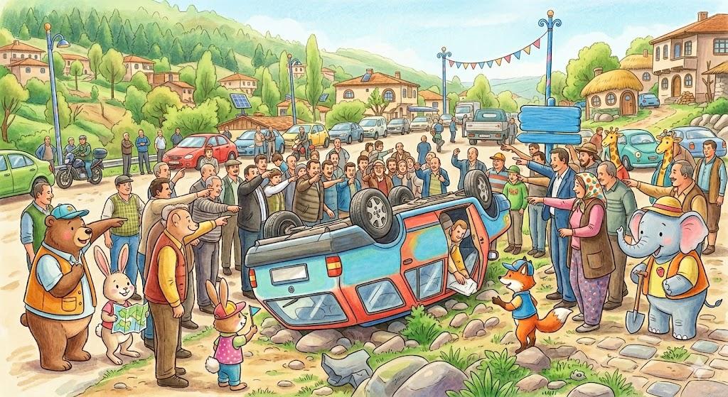 Araba Devrilince Yol Gösteren Çok Olur