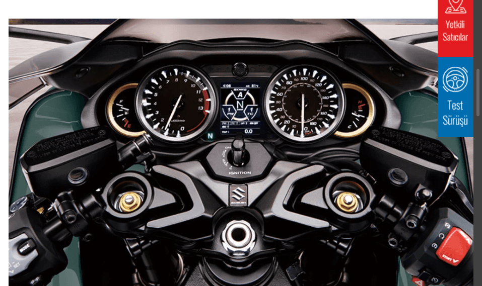 Color TFT LCD display showing Suzuki Hayabusa’s electronic ride data and vehicle status.
