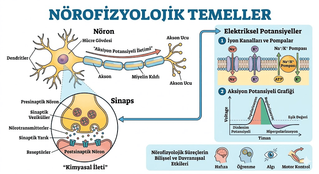Uyku mikrodalgalarının nörofizyolojik temeli; talamokortikal ağlardaki nöronların senkronize ateşlenmesi ve sinaptik boşluktaki kimyasal iletim süreçleri.