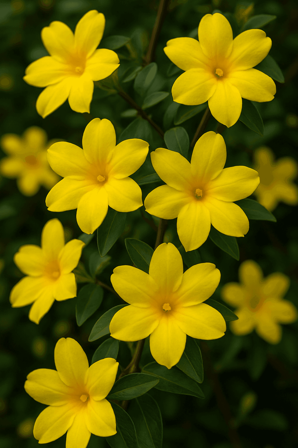 Yellow Jasmine Flower (Jasminum mesnyi)