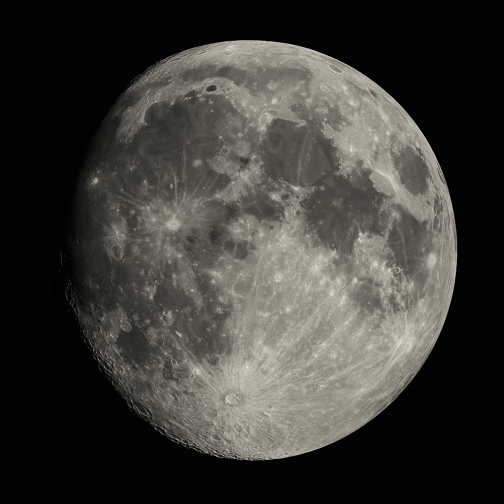 What is the cause of the dark regions on the Moon?